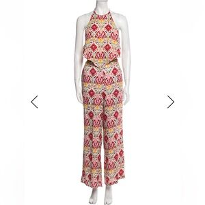 Alice + Olivia Red Vintage Market Frenchie Handkerchief Top & Pants Set, Size XS